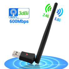 Dual band 2.4GHz 5.8GHz 600Mbps AC USB Wireless Network Adapter Wifi Adapter For PC